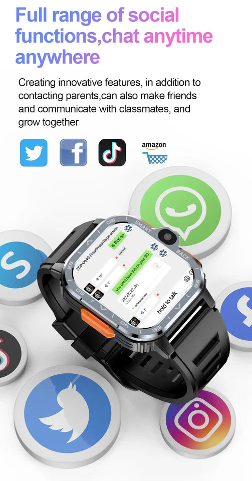 Android Smart Watch With 4G SIM – Dual Camera & 64 GB