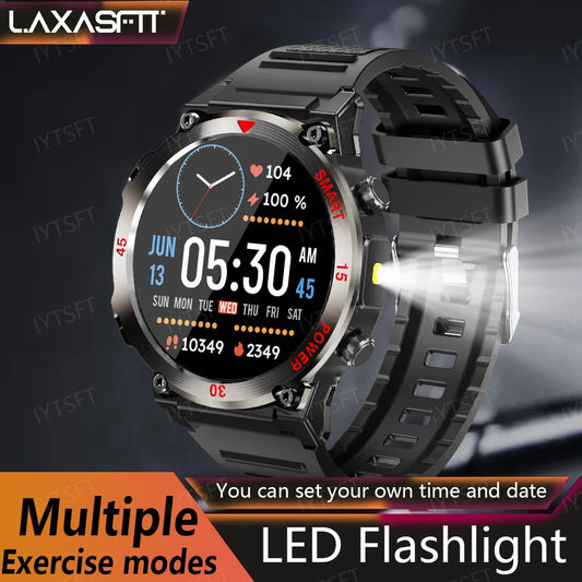 Bluetooth Smart Watch With Call, LED Flashlight & Fitness Tracking