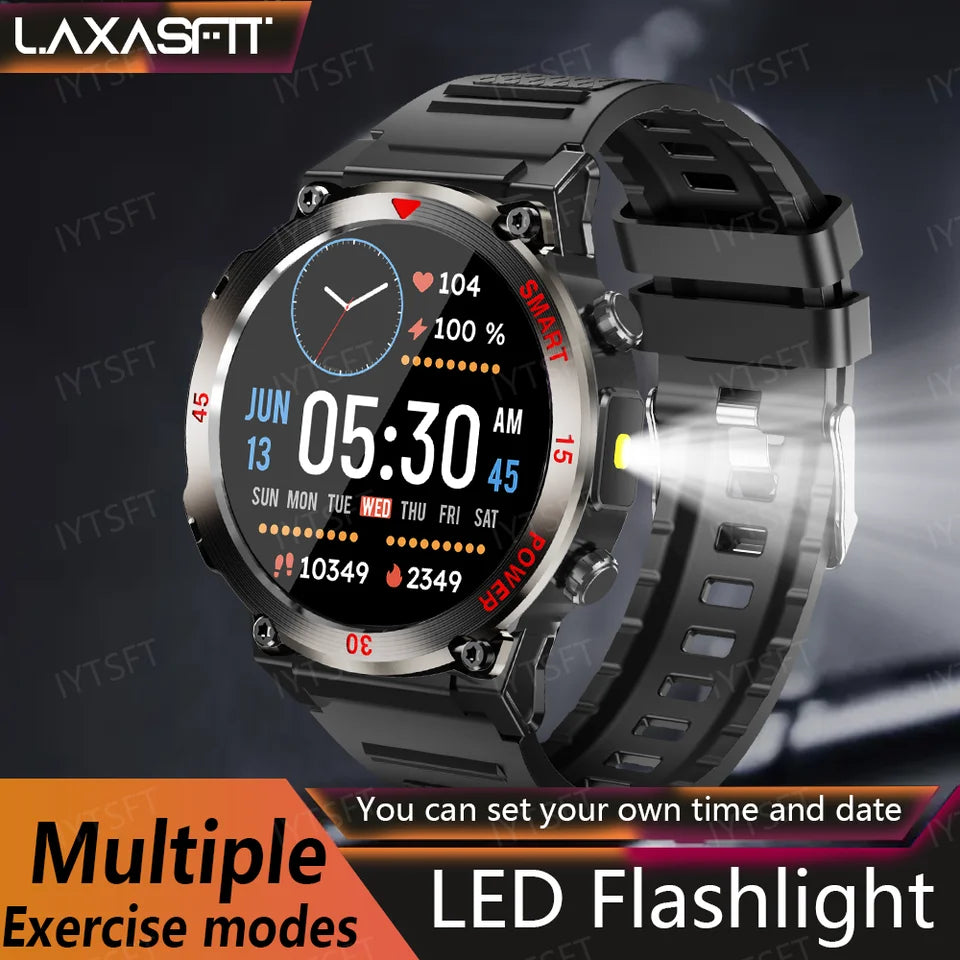 Bluetooth Smart Watch With Call, LED Flashlight & Fitness Tracking