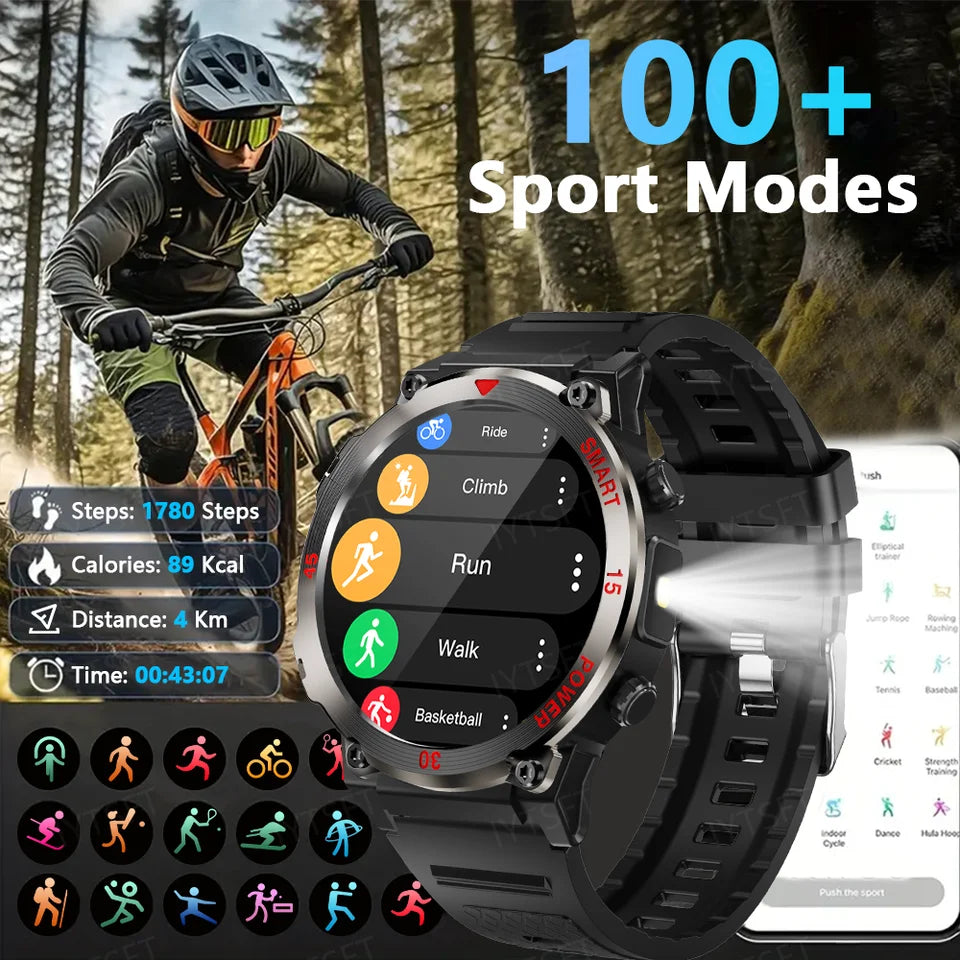 Bluetooth Smart Watch With Call, LED Flashlight & Fitness Tracking