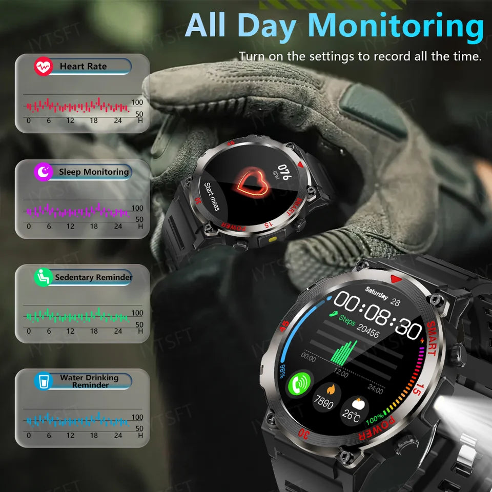 Bluetooth Smart Watch With Call, LED Flashlight & Fitness Tracking