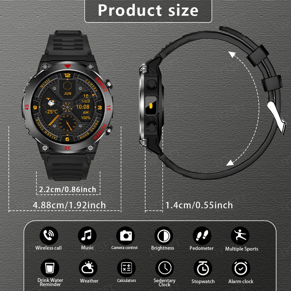Bluetooth Smart Watch With Call, LED Flashlight & Fitness Tracking