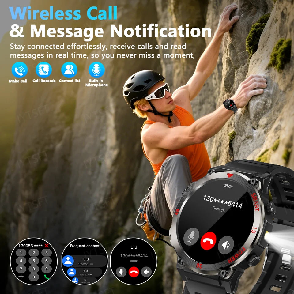 Bluetooth Smart Watch With Call, LED Flashlight & Fitness Tracking