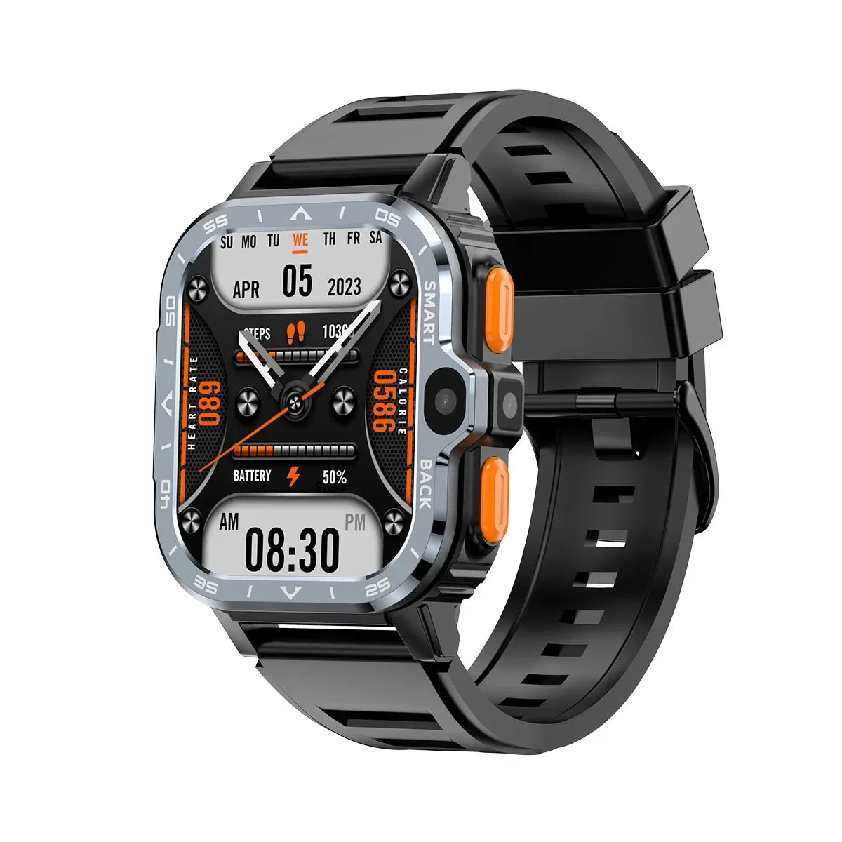 Black Color Android Smart Watch With 4G SIM – Dual Camera & 64 GB
