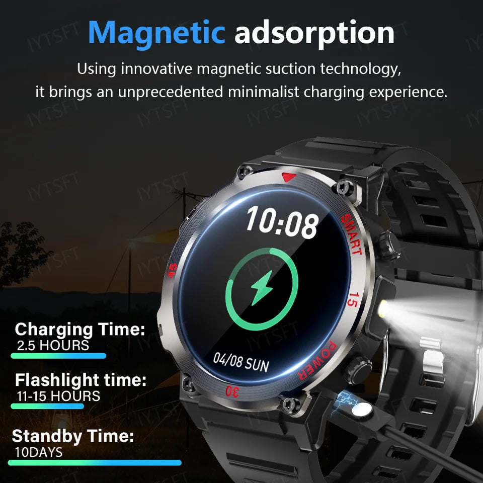 Bluetooth Smart Watch With Call, LED Flashlight & Fitness Tracking