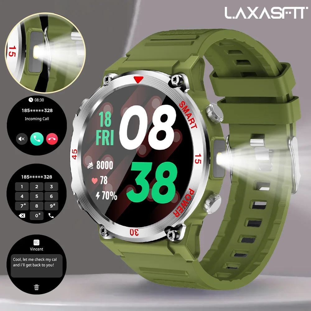 Green Color Bluetooth Smart Watch With Call, LED Flashlight & Fitness Tracking