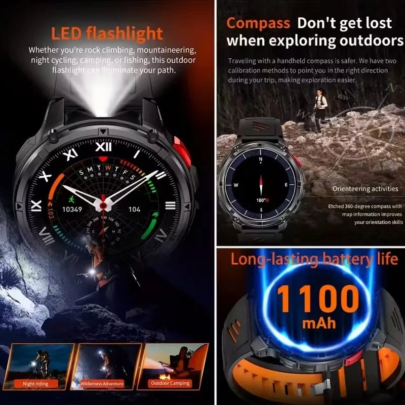 Rugged GPS Outdoor Smartwatch – 1.7" Compass & Calls