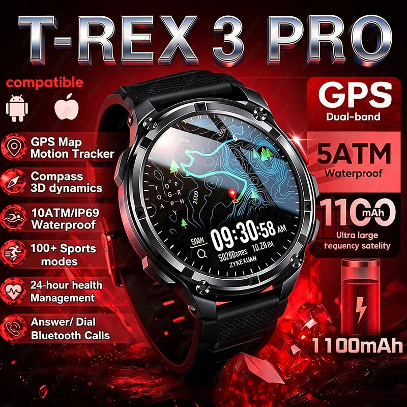 Rugged GPS Outdoor Smartwatch – 1.7" Compass & Calls